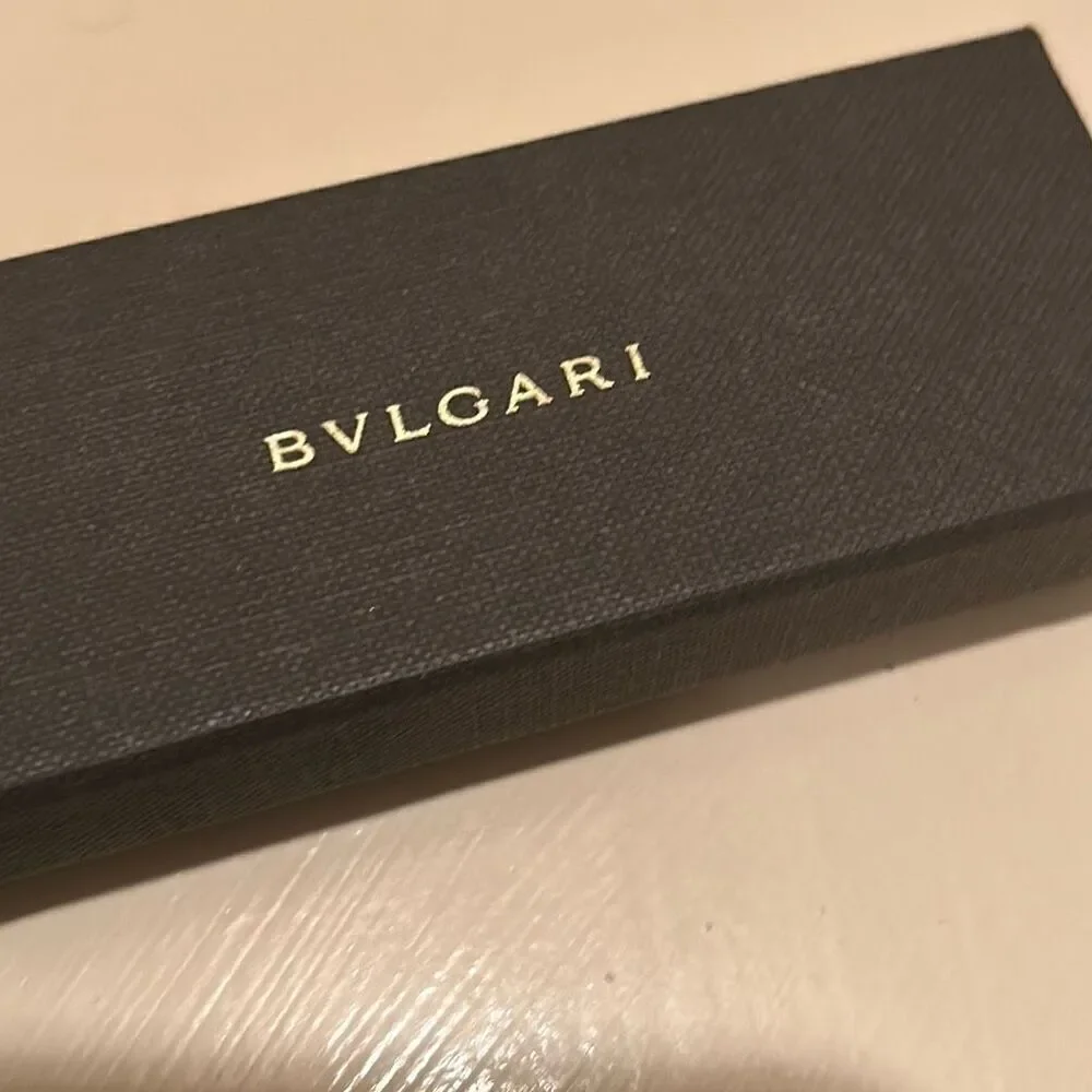 Bvlgari Rectangular Jewelry Gift Box Black Gold Embossed Logo Luxury Display